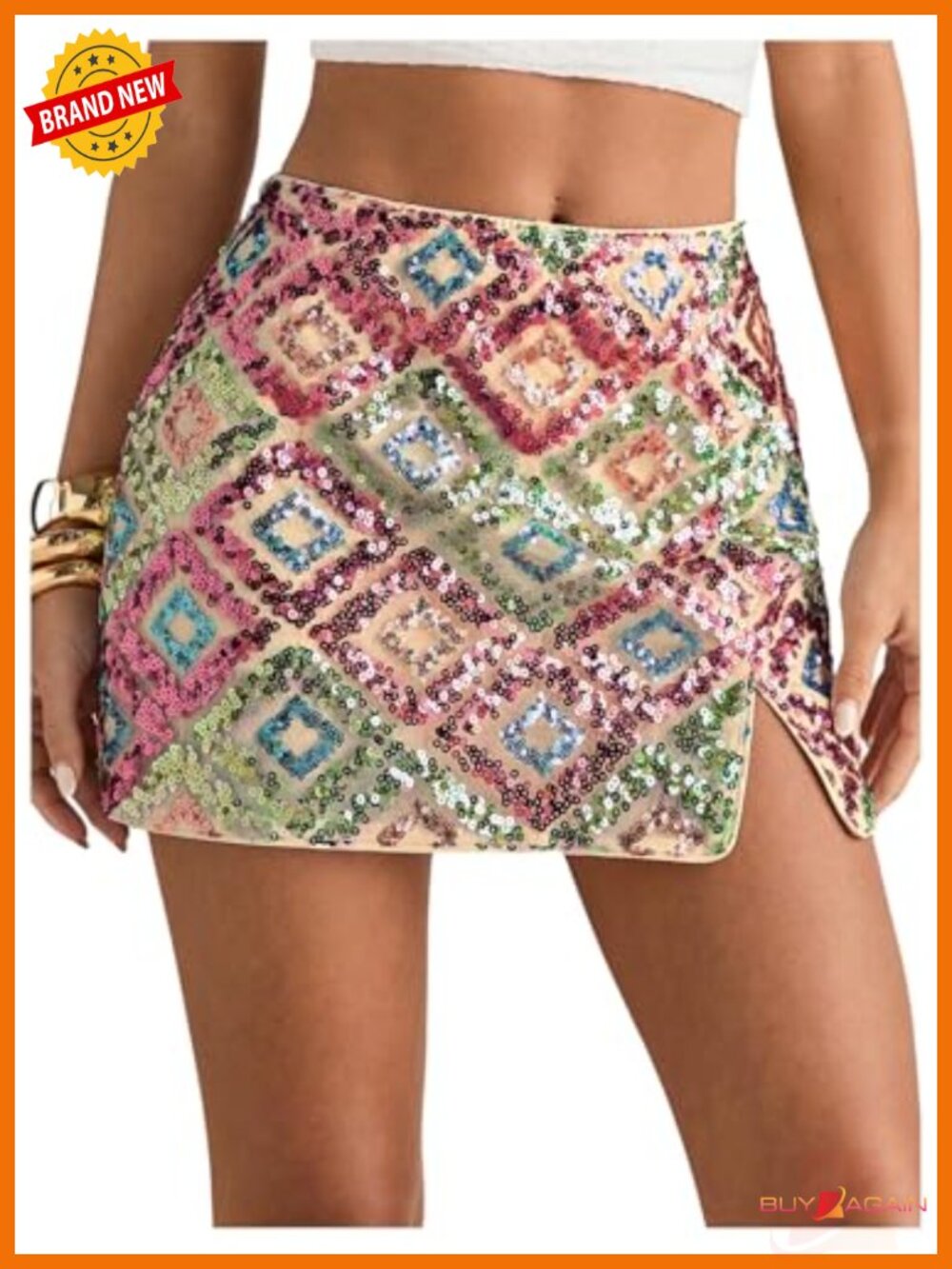 Sequin Bodycon Mini Skirt with Built-in Shorts Night Out Party Skirt